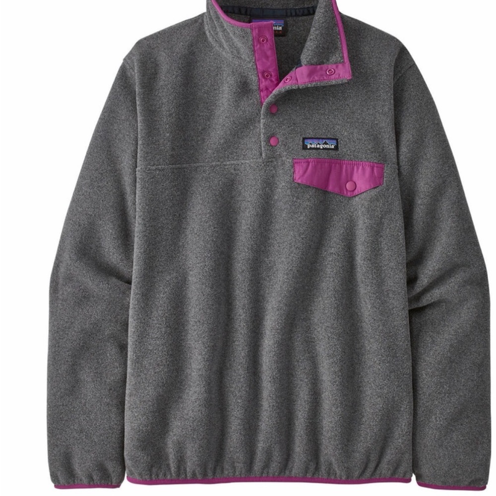 Patagonia Gray Fleece with Purple Trim